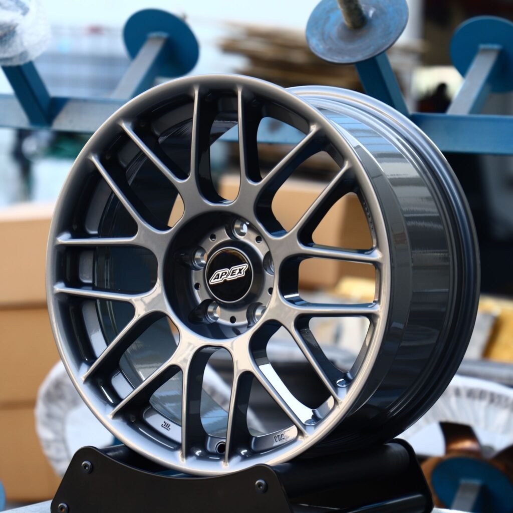 BMW 3 Series F30 wheels – ARC Matte Silver 8 Y-Spoke (APEX ARC-8-Style), angled view