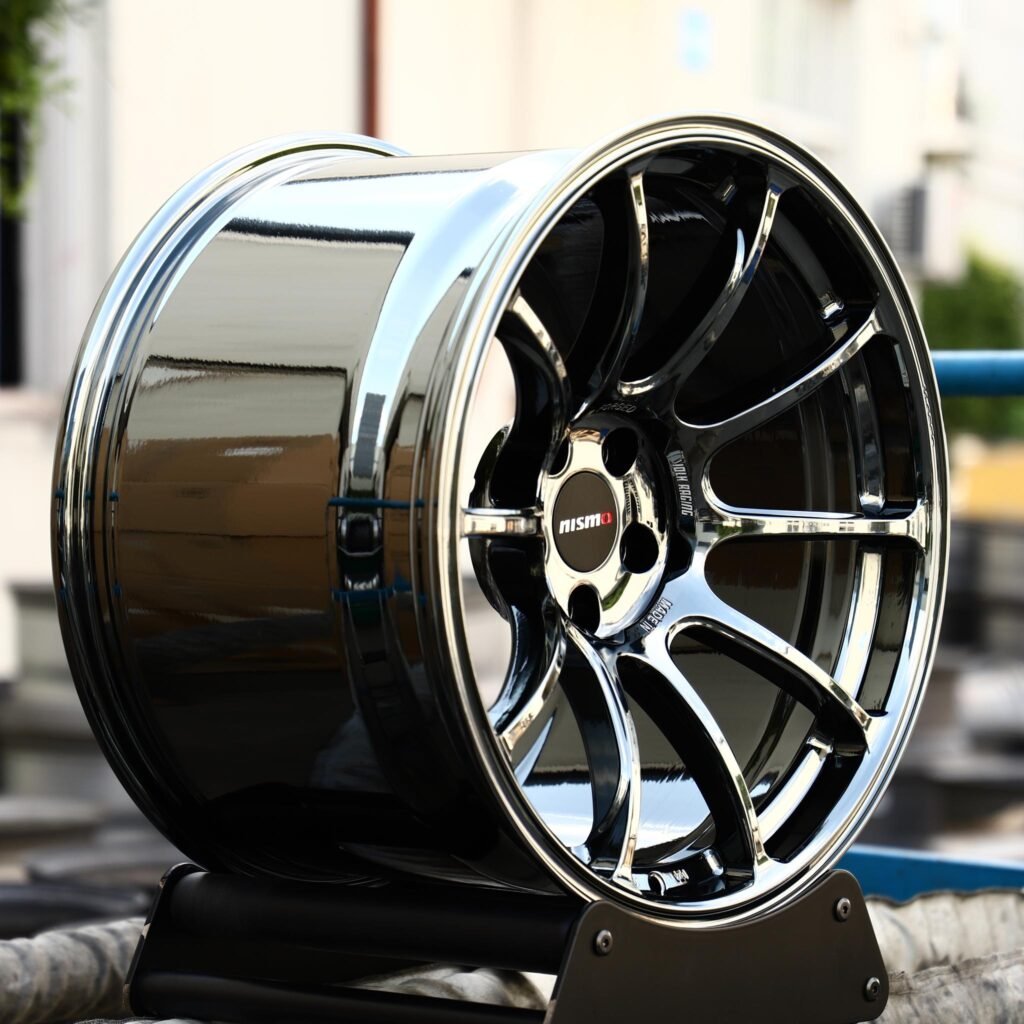 5x114.3 wheels – Black Chrome 10-Spoke (Nismo-Style), side view