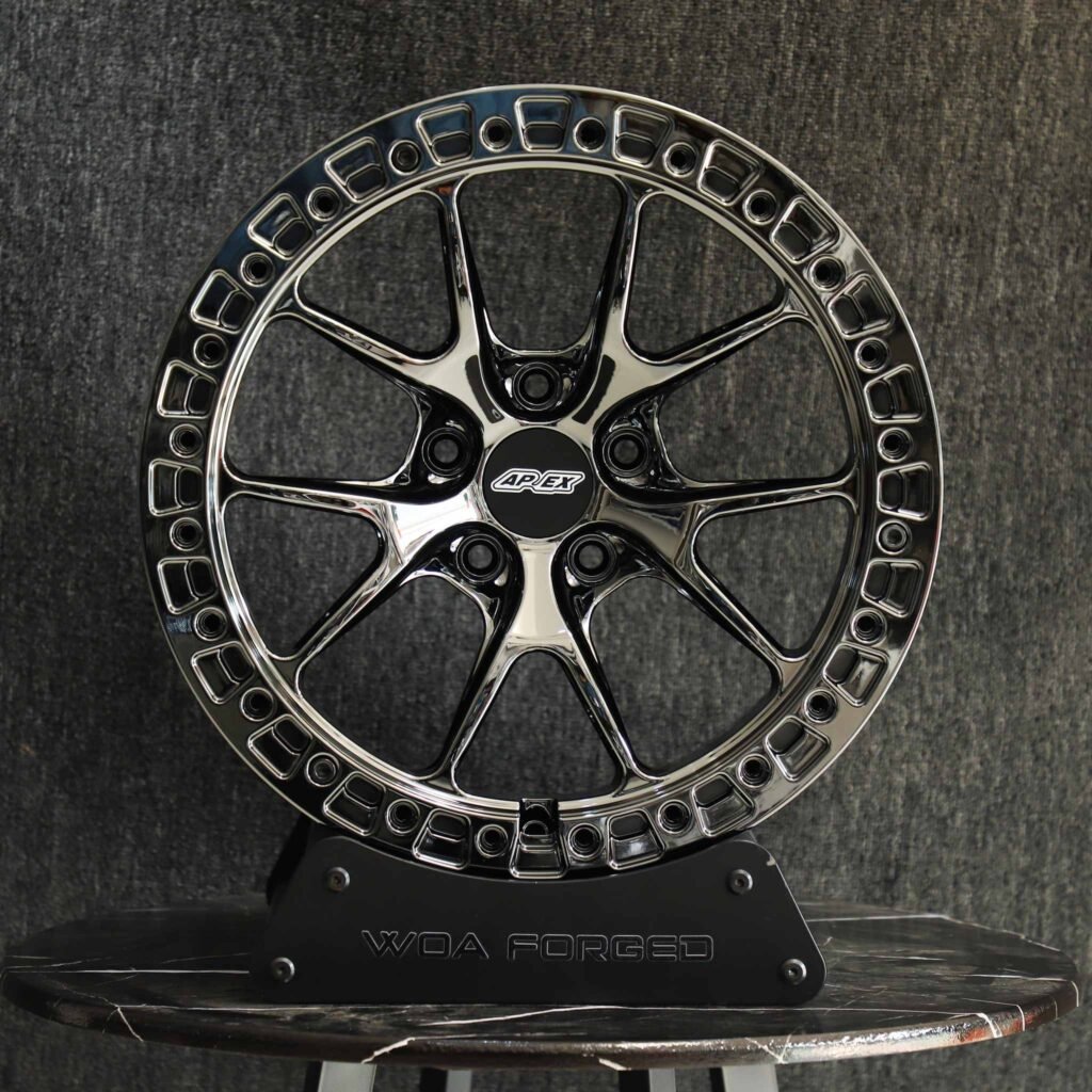 Toyota Tacoma wheels – APEX Black Chrome Custom Beadlock, front view