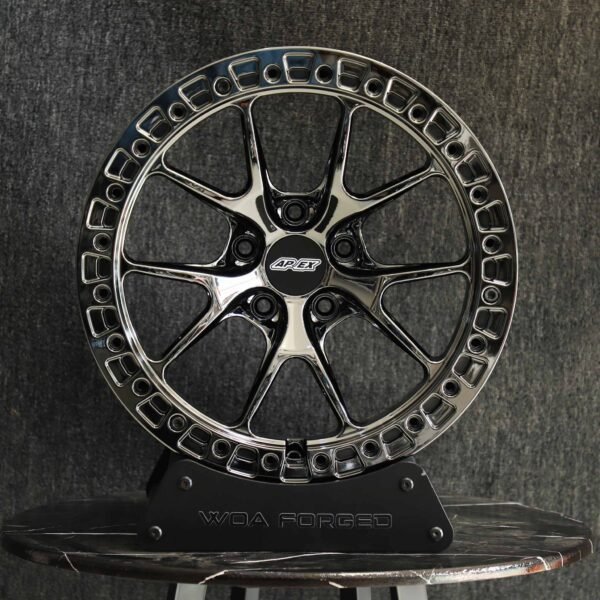 Toyota Tacoma wheels – APEX Black Chrome Custom Beadlock, front view
