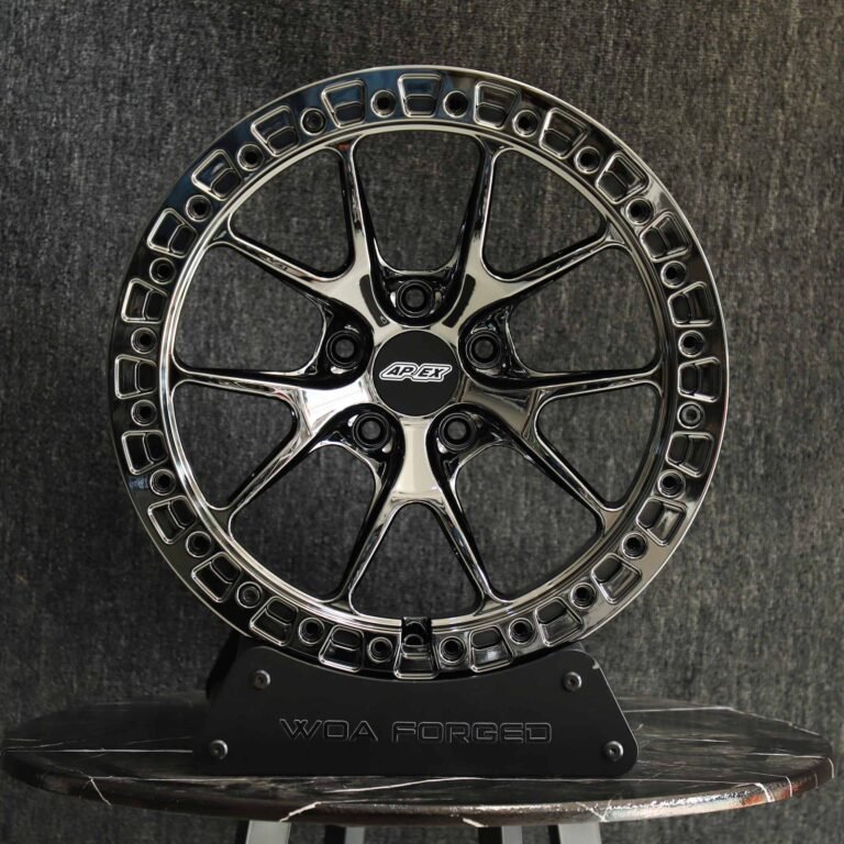 Toyota Tacoma wheels – APEX Black Chrome Custom Beadlock, front view