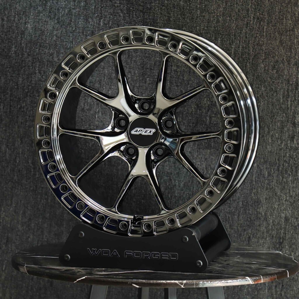 Toyota 4Runner wheels – APEX Black Chrome Custom Beadlock, angled view