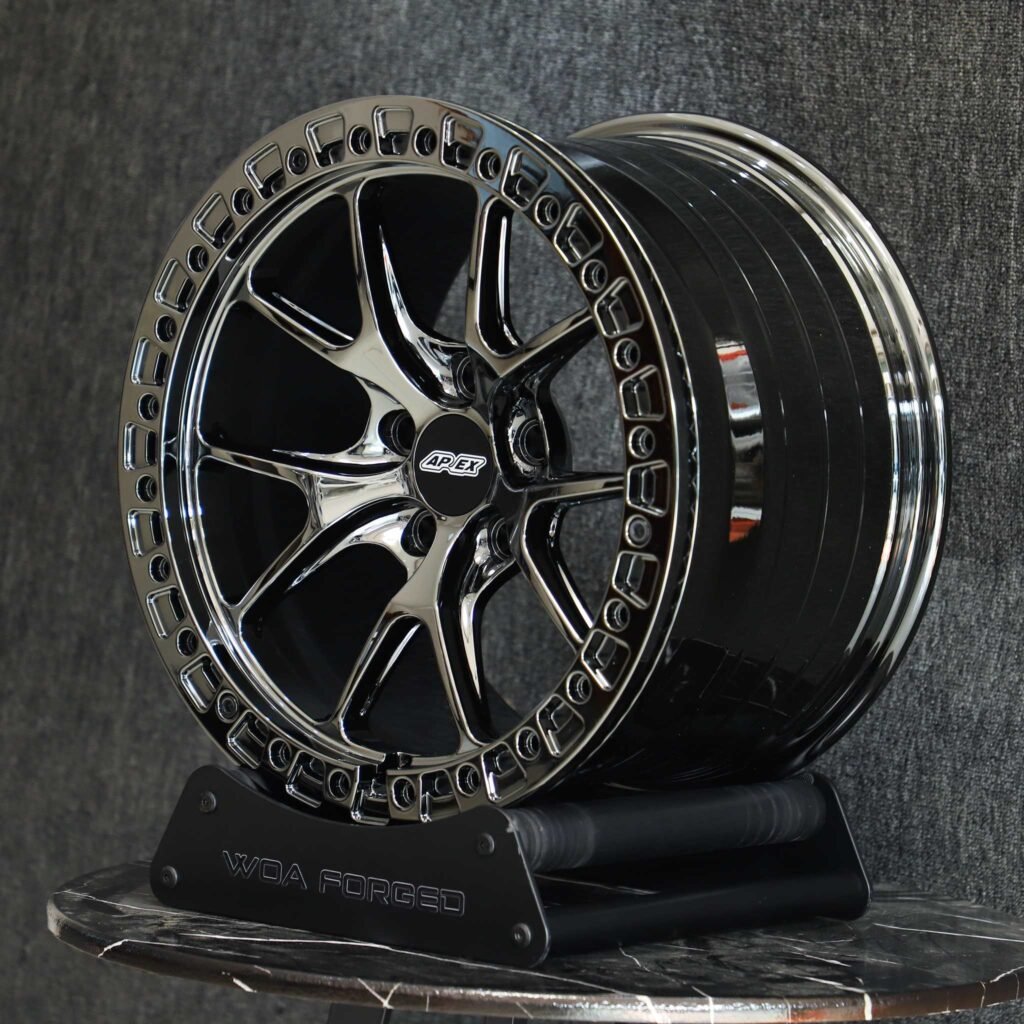 6x139.7 wheels – APEX Black Chrome Custom Beadlock, side view