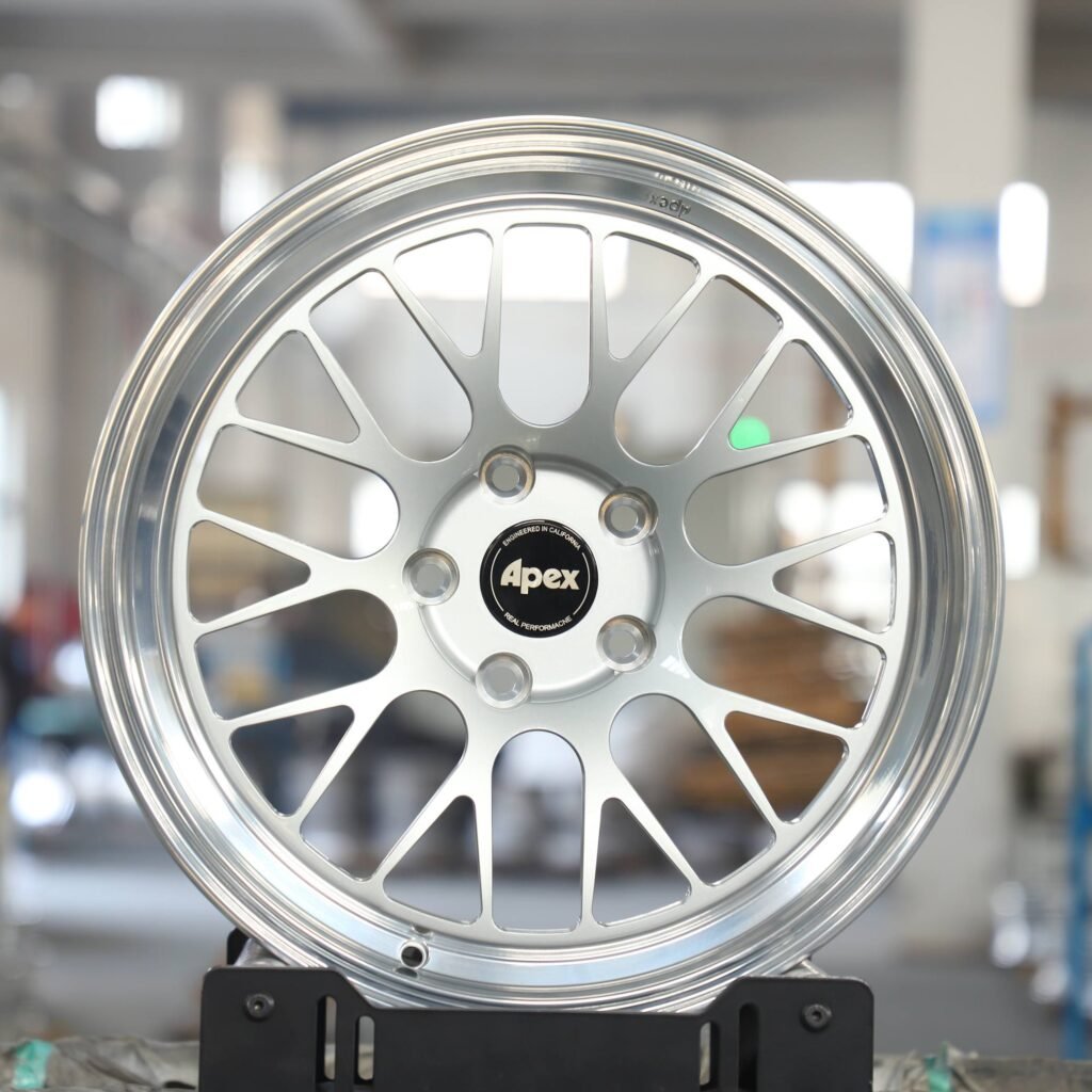 BMW M3 E46 wheels – Bright Silver 10 Y-Spoke Deep Lip (APEX ML-10RT-Style), front view