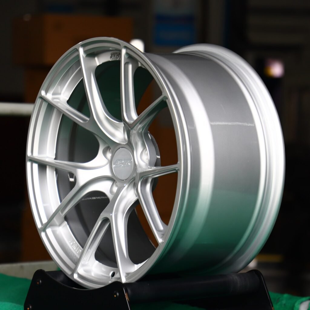 5x100 wheels – Bright Silver 5 Y-Spoke (APEX VS-5RS-Style), side view
