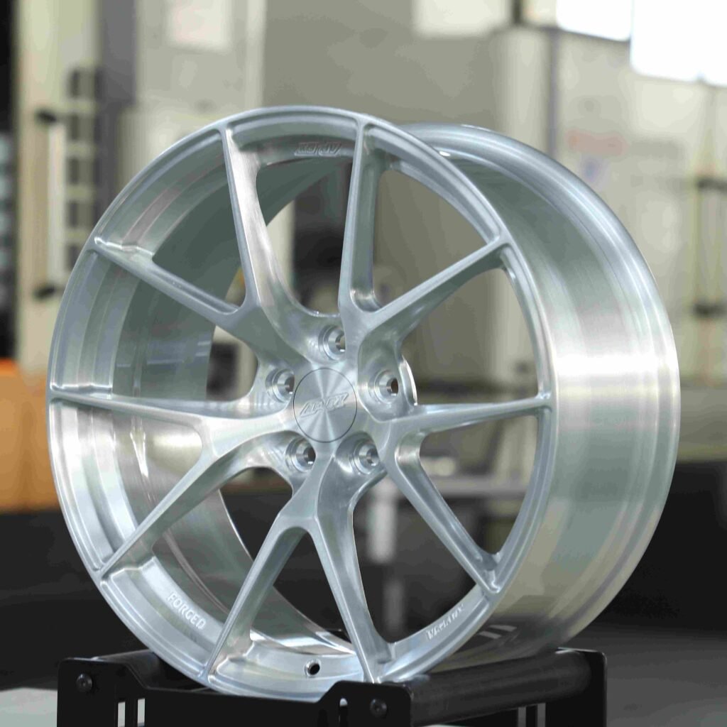 BMW 3 Series F30 wheels – Brushed Silver 10 Y-Spoke (APEX SM-10-Style), angled view