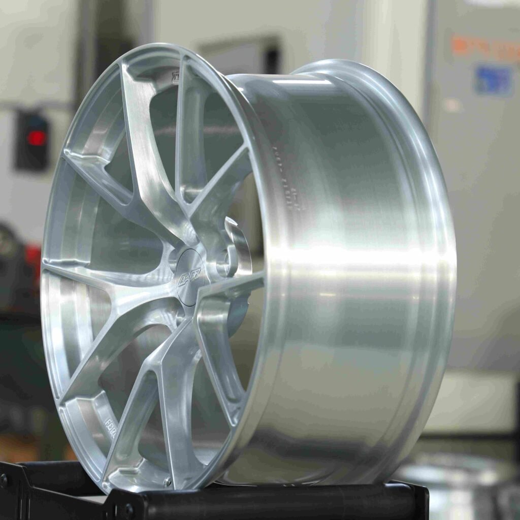 5x120 wheels – Brushed Silver 10 Y-Spoke (APEX SM-10-Style), side view