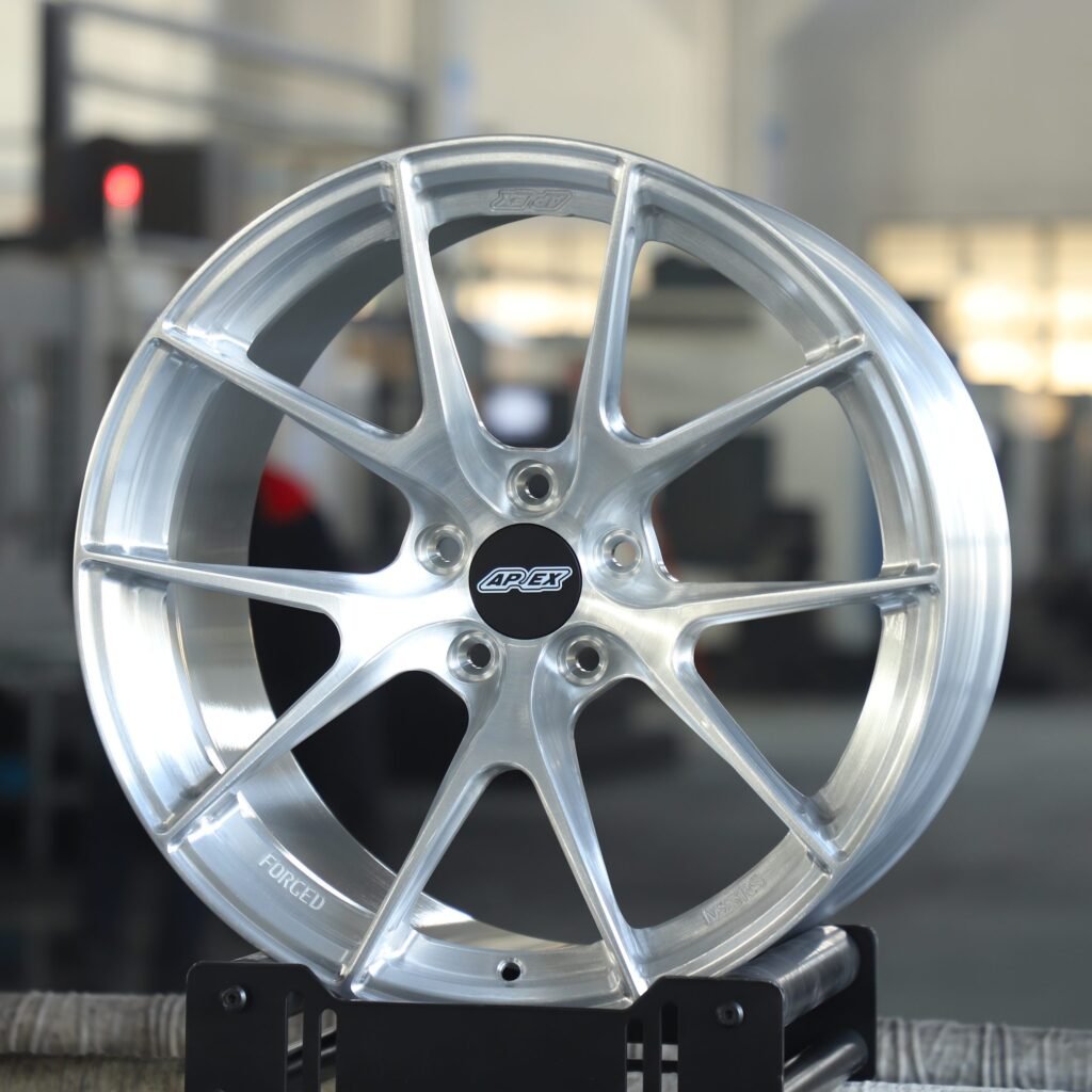 BMW 3 Series F30 wheels – Brushed Silver 5-Spoke (APEX VS-5RS-Style), angled view