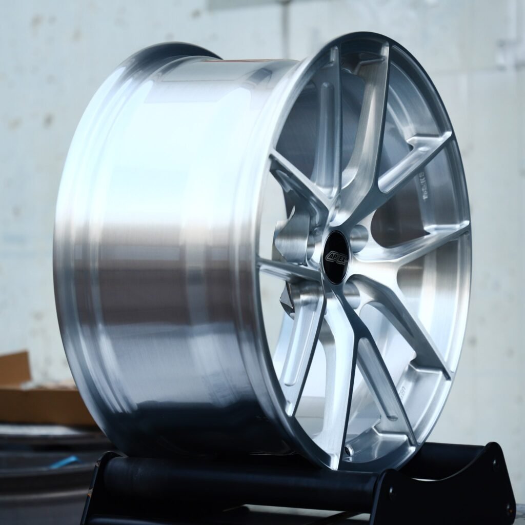 5x100 wheels – Brushed Silver 5 Y-Spoke (APEX VS-5RS-Style), side view