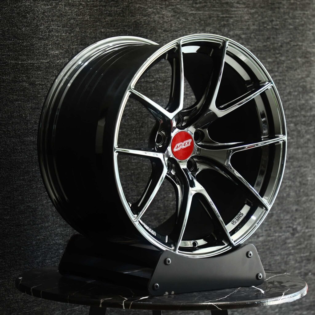 BMW 3 Series F30 wheels – Chrome 5 Y-Spoke (APEX VS-5RS-Style), angled view