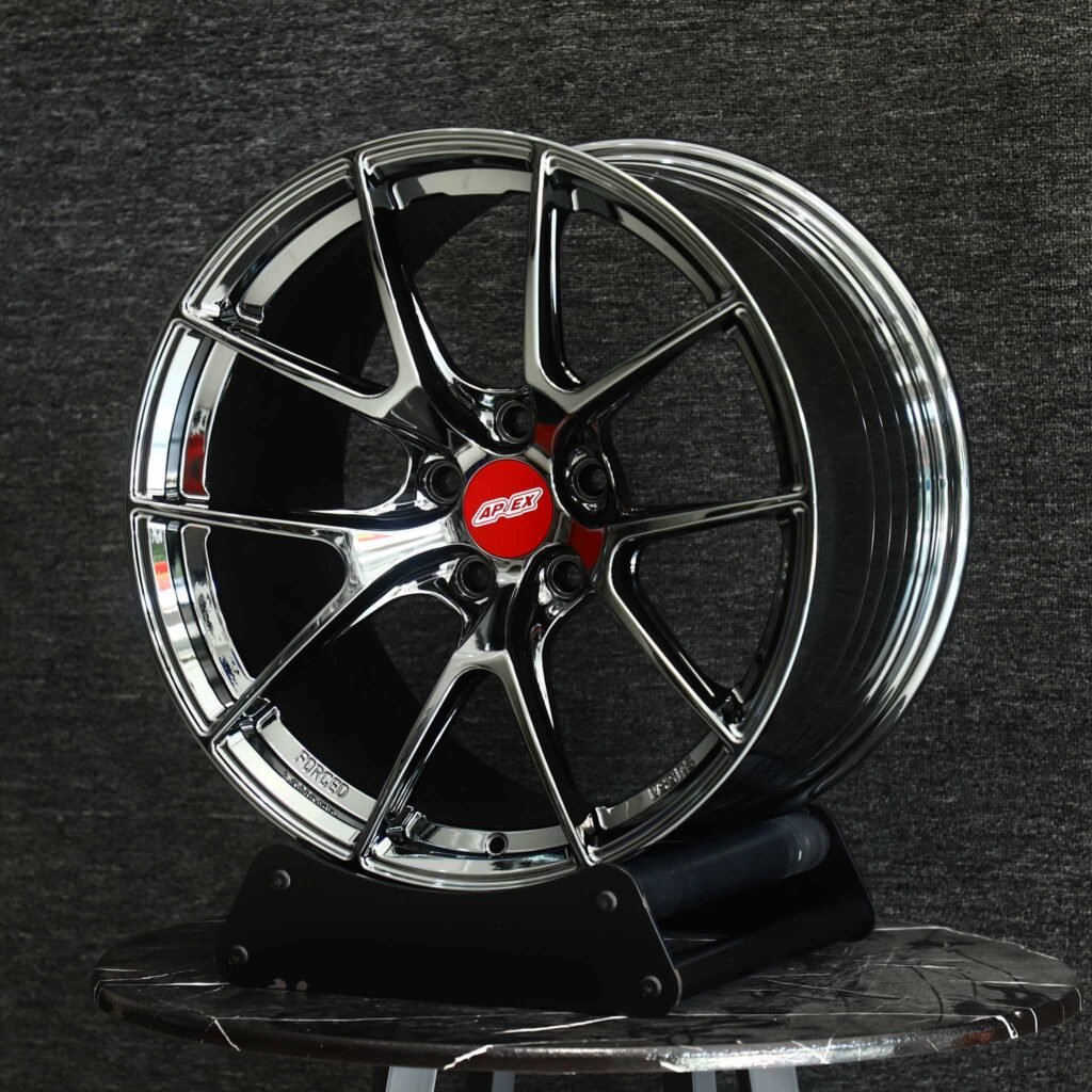 5x100 wheels – Chrome 5 Y-Spoke (APEX VS-5RS-Style), side view