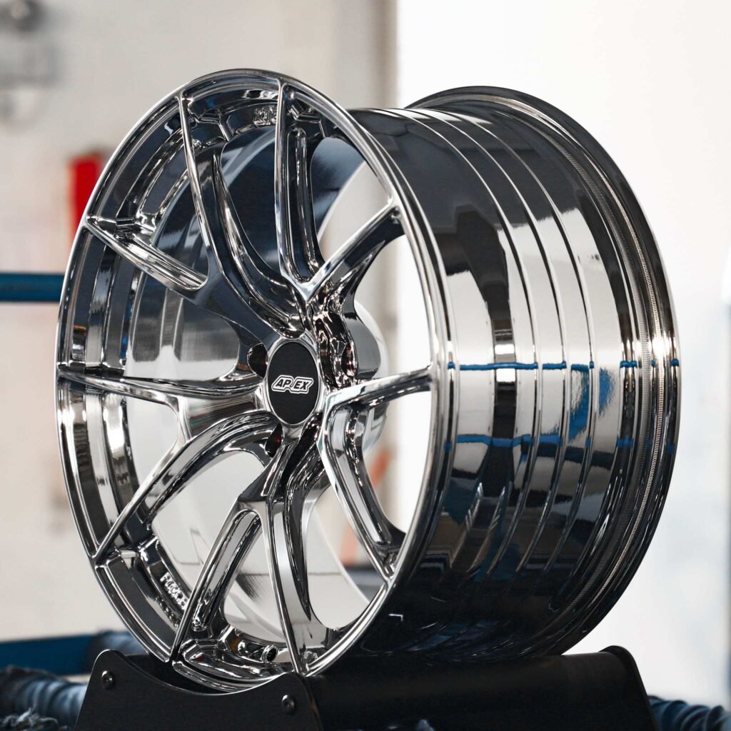 5x100 wheels – Chrome 5 Y-Spoke (APEX VS-5RS-Style), side view