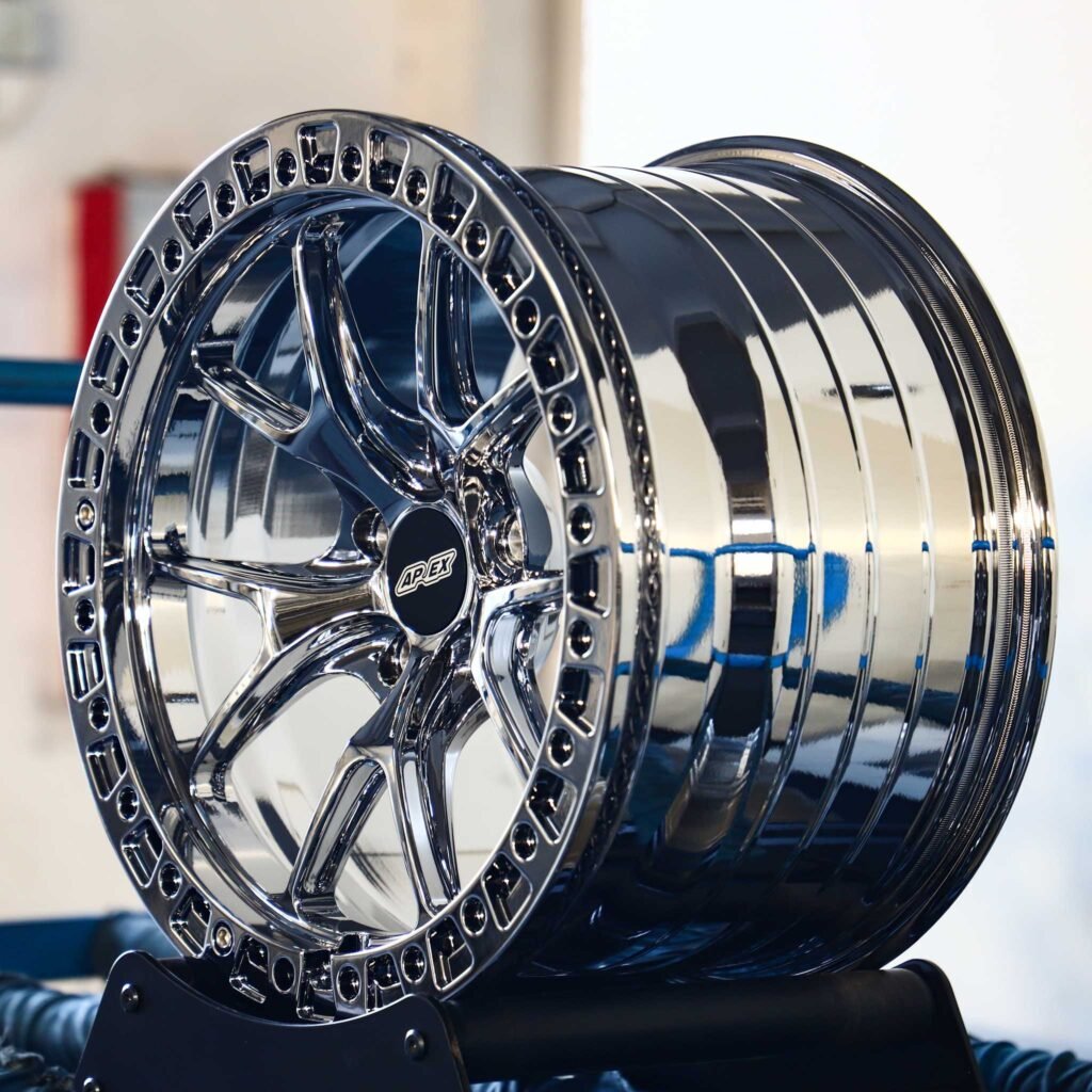 5x120 wheels – APEX Chrome Custom Beadlock, side view