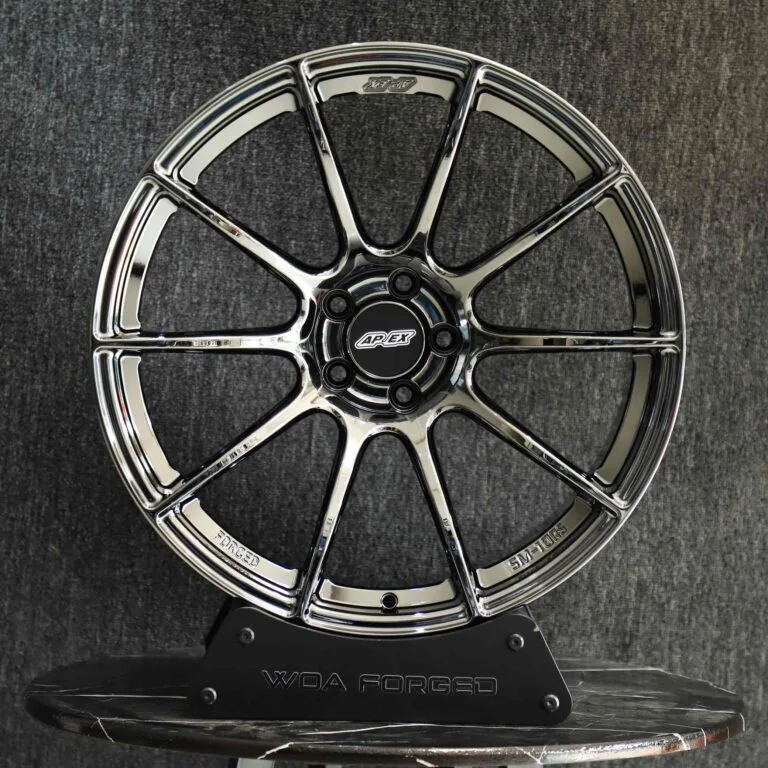 BMW M3 E46 wheels – Chrome Silver 10-Spoke (APEX EC-7-Style), front view
