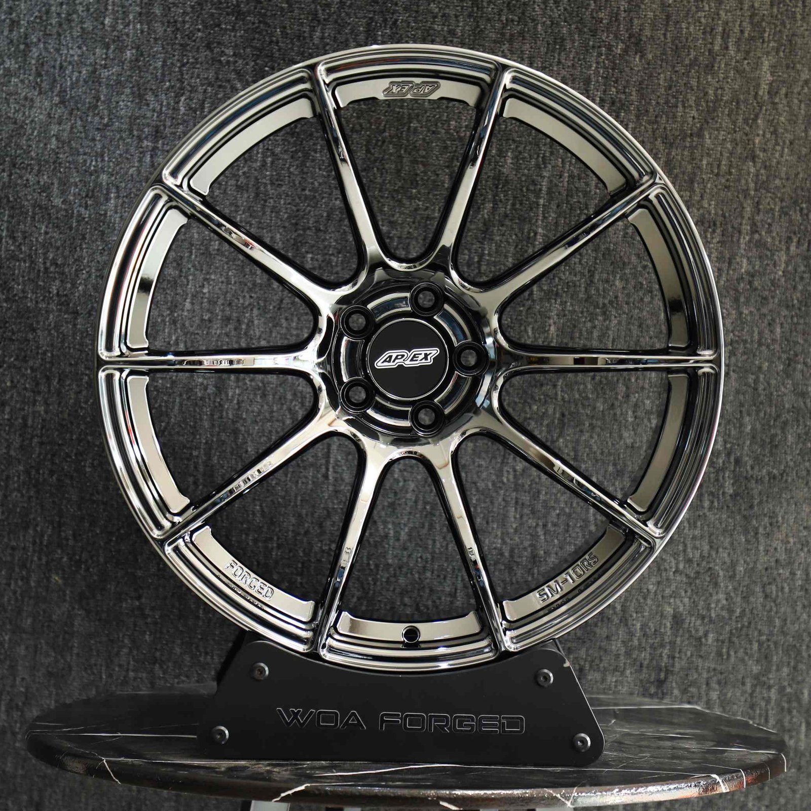 BMW M3 E46 wheels – Chrome Silver 10-Spoke (APEX EC-7-Style), front view