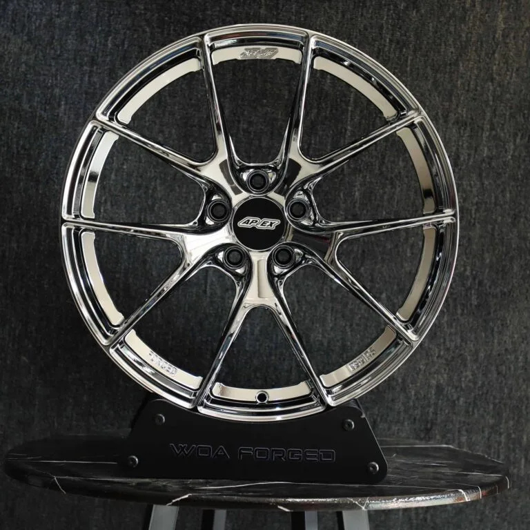 APEX-Style Chrome 5 Split-Spoke Forged Wheels – BMW M3 E46 / BMW 3 Series F30, front view