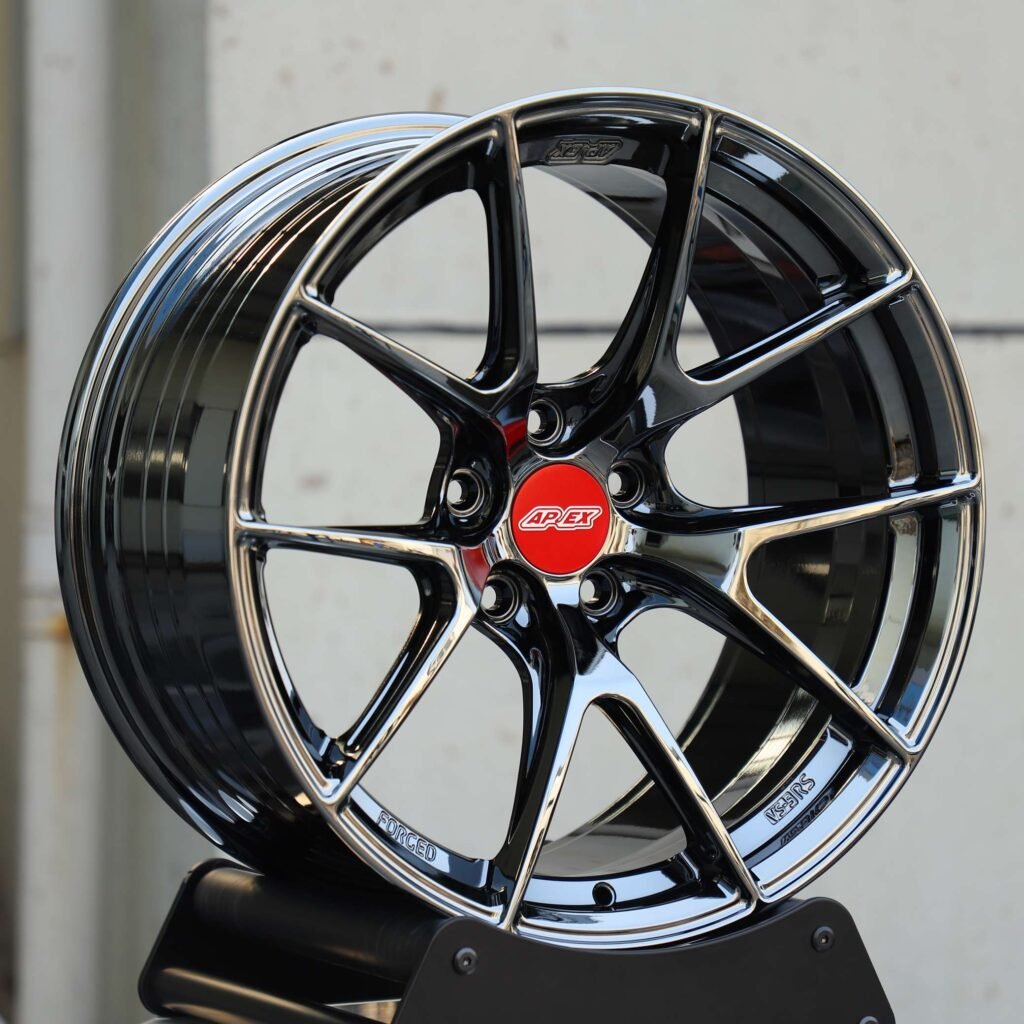 5x100 wheels – Chrome Silver 5 Y-Spoke (APEX VS-5RS-Style), side view