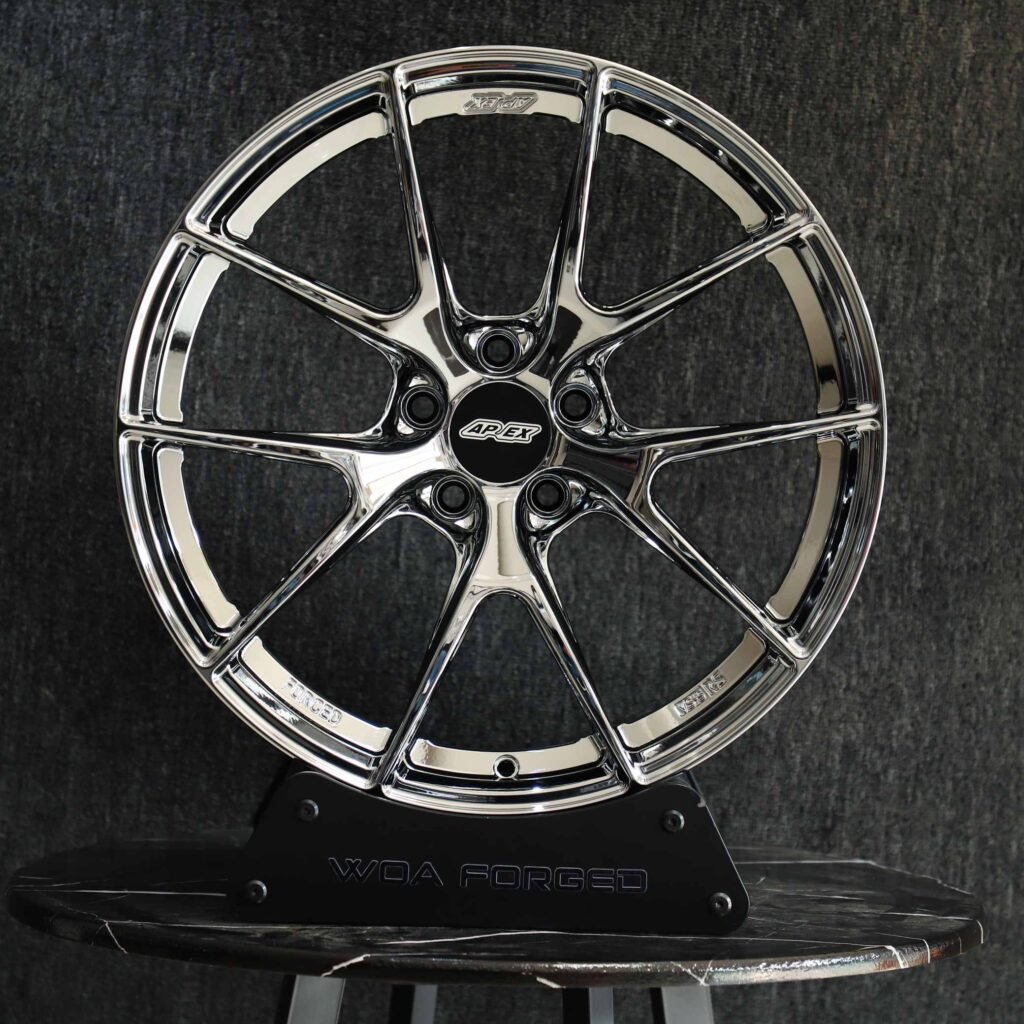 BMW M3 E46 wheels – Chrome Silver 5 Y-Spoke (APEX EC-7-Style), front view