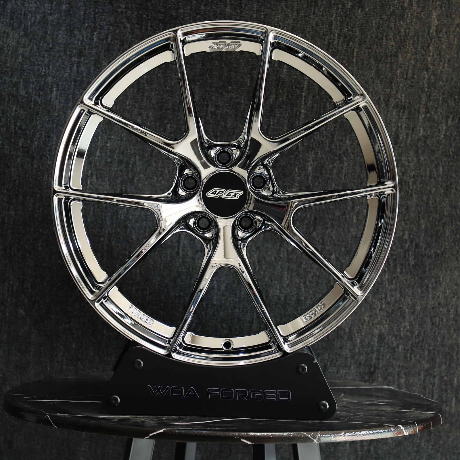 BMW M3 E46 wheels – Chrome Silver 5 Y-Spoke (APEX EC-7-Style), front view