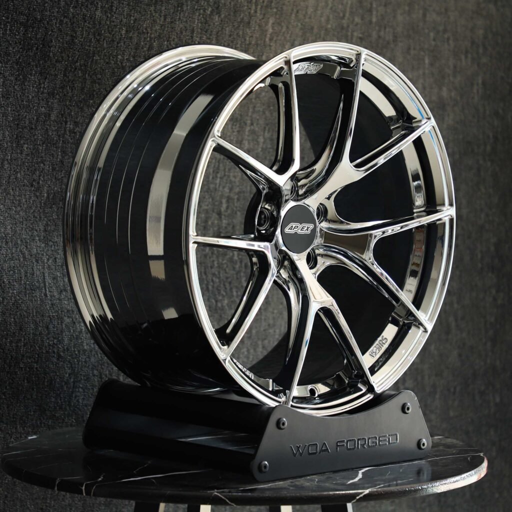 5x120 wheels – Chrome Silver 5 Y-Spoke (APEX EC-7-Style), side view