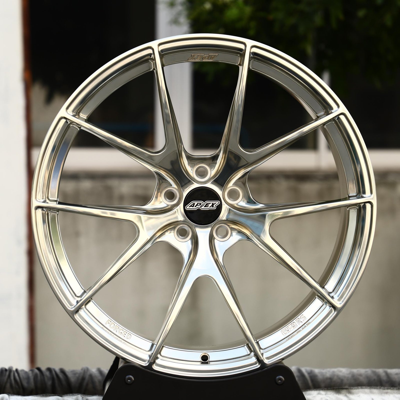 Toyota GR86 wheels – Custom Finish 5 Y-Spoke Mirror Polished (APEX VS-5RS-Style), front view