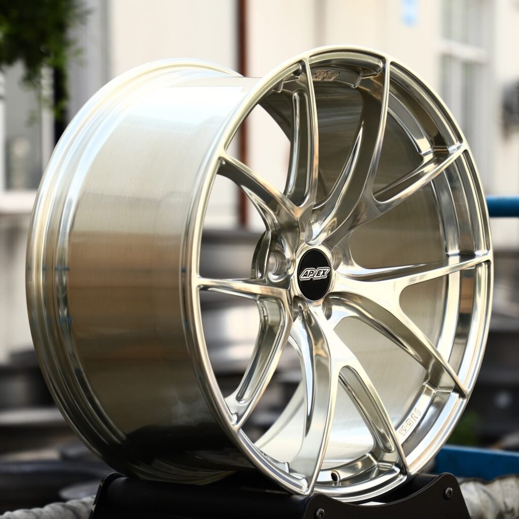 5x100 wheels – Custom Finish 5 Y-Spoke Mirror Polished (APEX VS-5RS-Style), side view