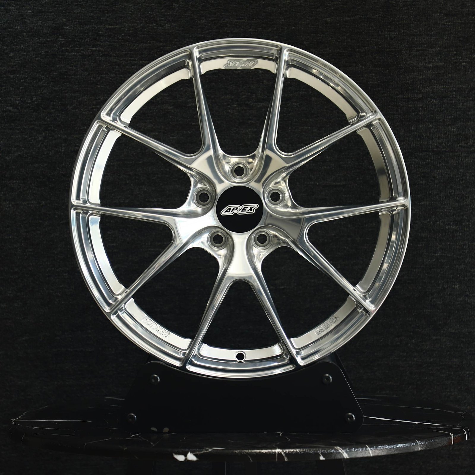 Toyota GR86 wheels – 5 Y-Spoke Mirror Polished (APEX VS-5RS-Style), front view