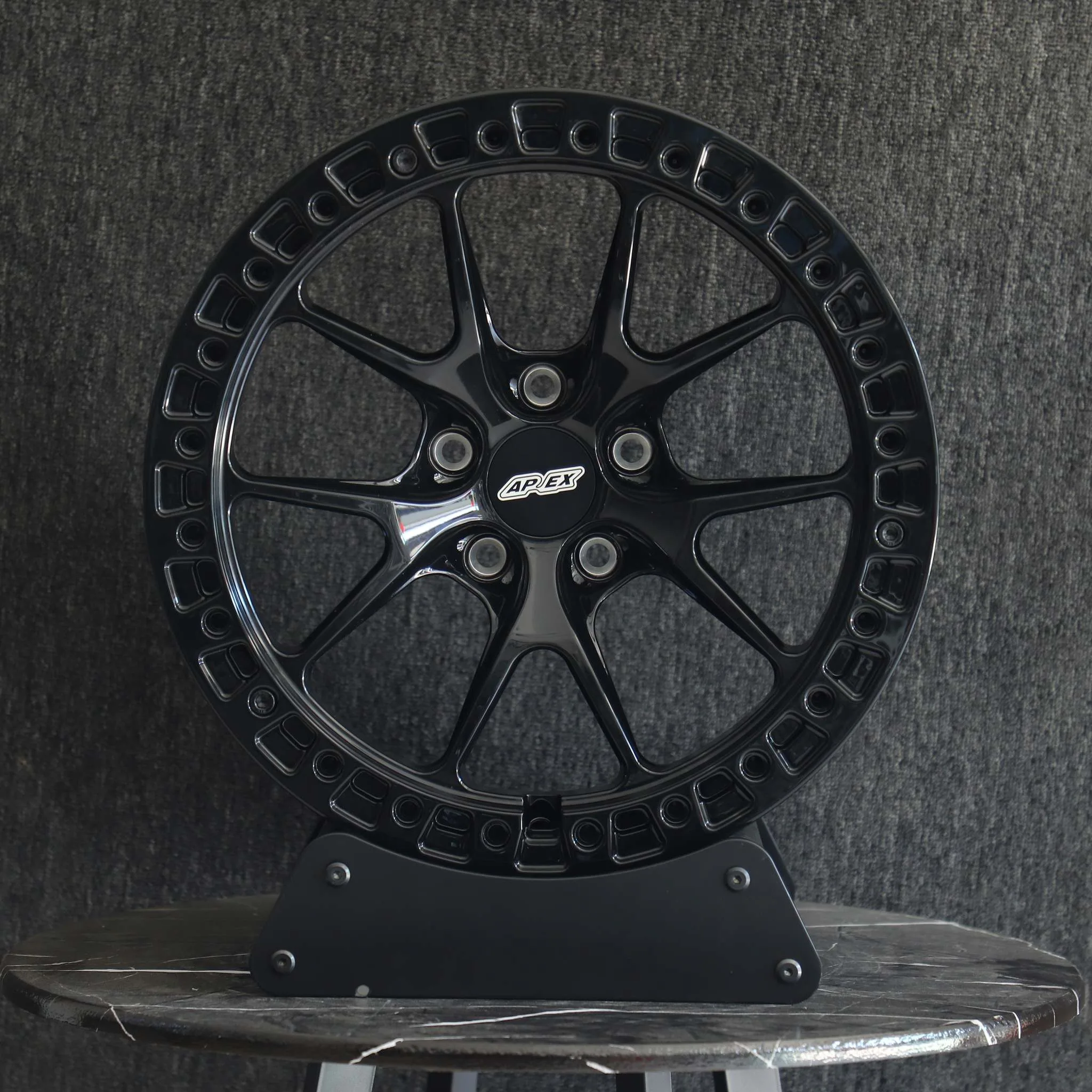Toyota Tacoma wheels – APEX Gloss Black 5 Y-Spoke Beadlock, front view