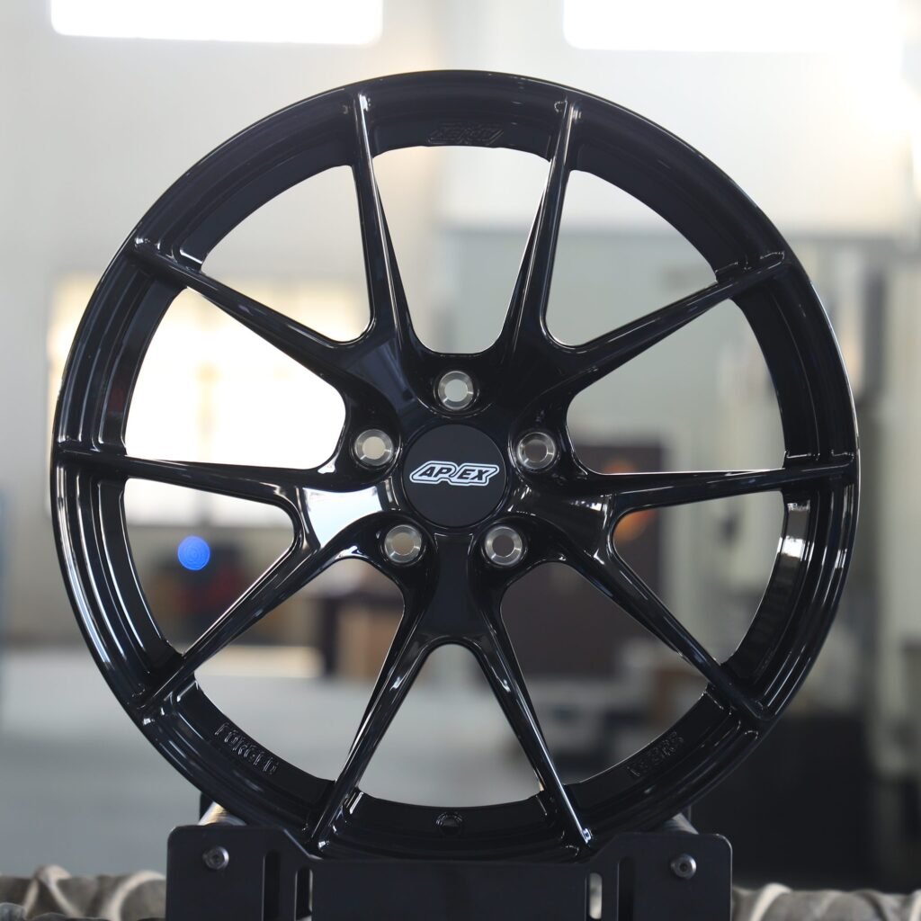 Toyota GR86 wheels – Gloss Black 5 Y-Spoke (APEX VS-5RS-Style), front view