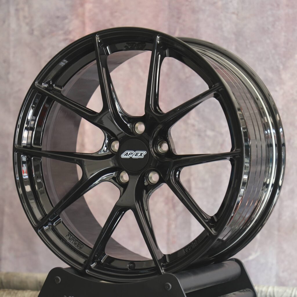5x100 wheels – Gloss Black 5 Y-Spoke (APEX VS-5RS-Style), side view