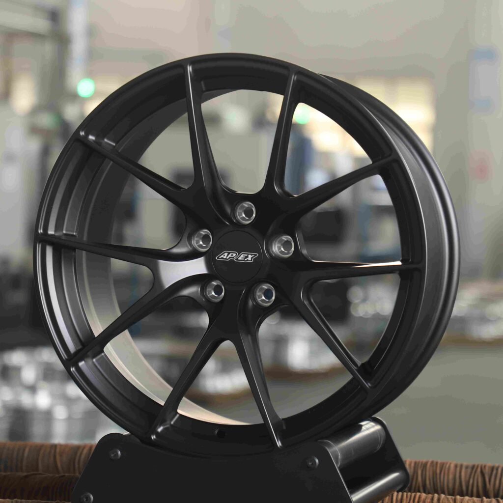 BMW 3 Series F30 wheels – Gloss Black 5 Y-Spoke (APEX VS-5RS-Style), angled view