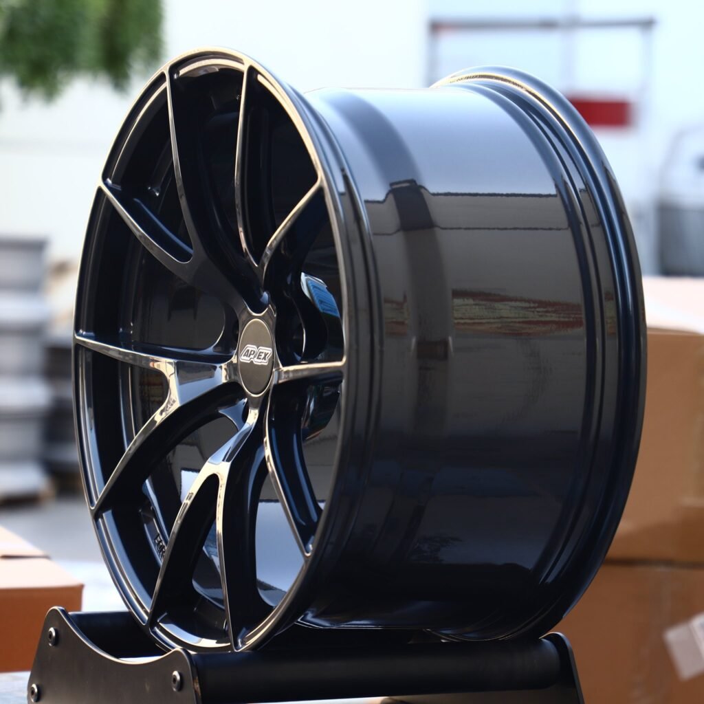 5x100 wheels – Gloss Black 5 Y-Spoke (APEX VS-5RS-Style), side view