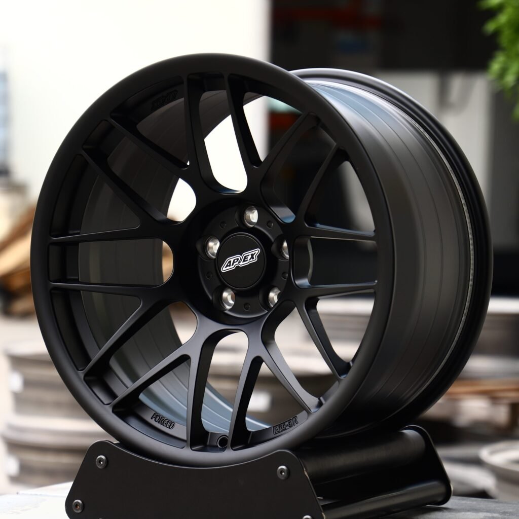 BMW 3 Series F30 wheels – Gloss Black 8 Y-Spoke (APEX ARC-8-Style), angled view