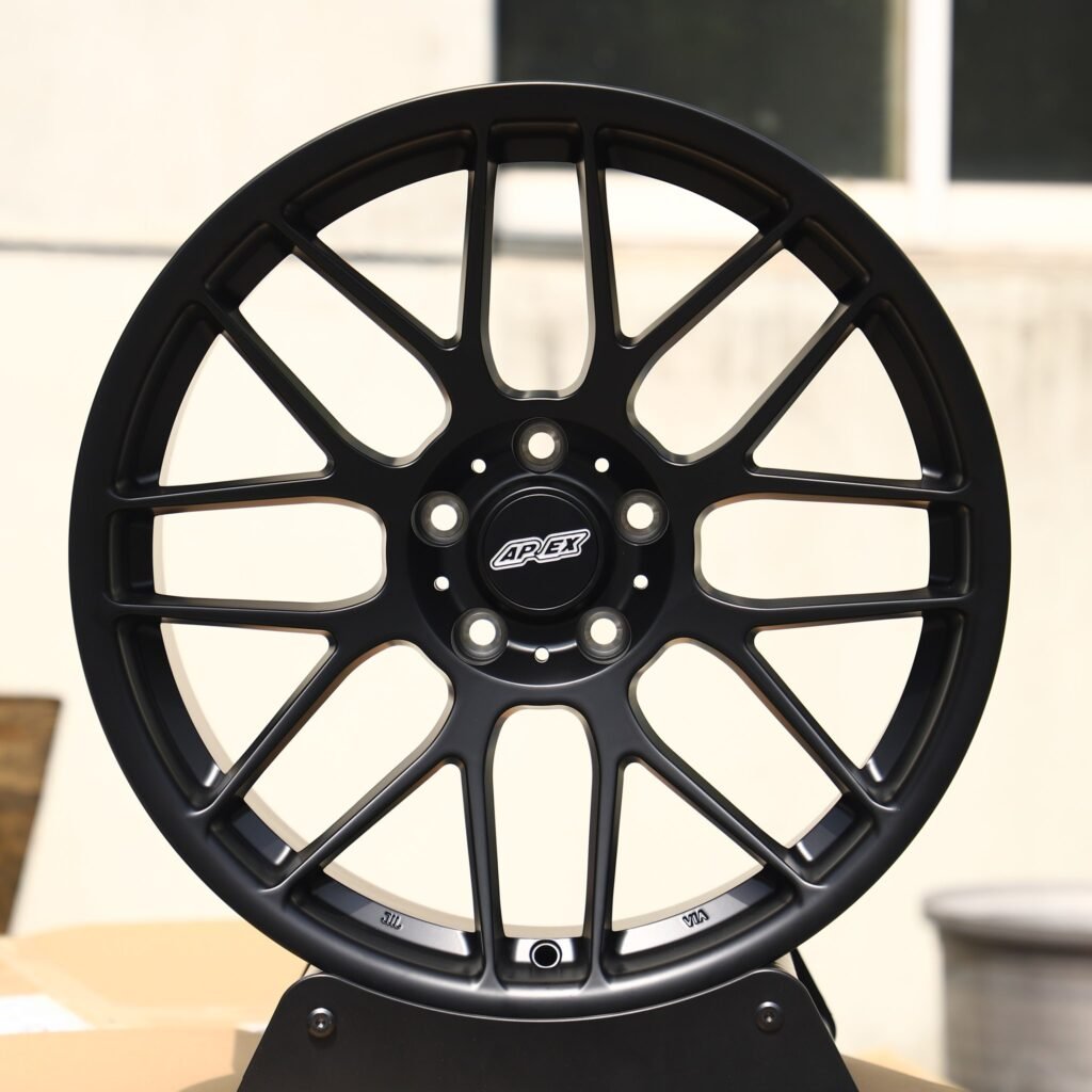 BMW M3 E46 wheels – Gloss Black 8 Y-Spoke (APEX ARC-8-Style), front view