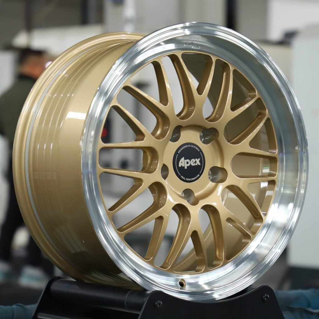 BMW M4 F82 wheels – Gold 10 Y-Spoke Deep Lip (APEX ML-10RT-Style), lip and barrel detail