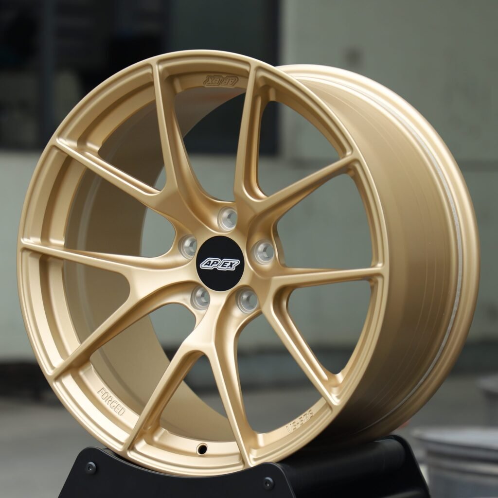 5x100 wheels – Gold 5 Y-Spoke (APEX VS-5RS-Style), side view