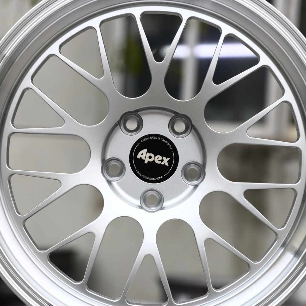 BMW M4 F82 wheels – Matte Silver 10 Y-Spoke Deep Lip (APEX ML-10RT-Style), lip and barrel detail