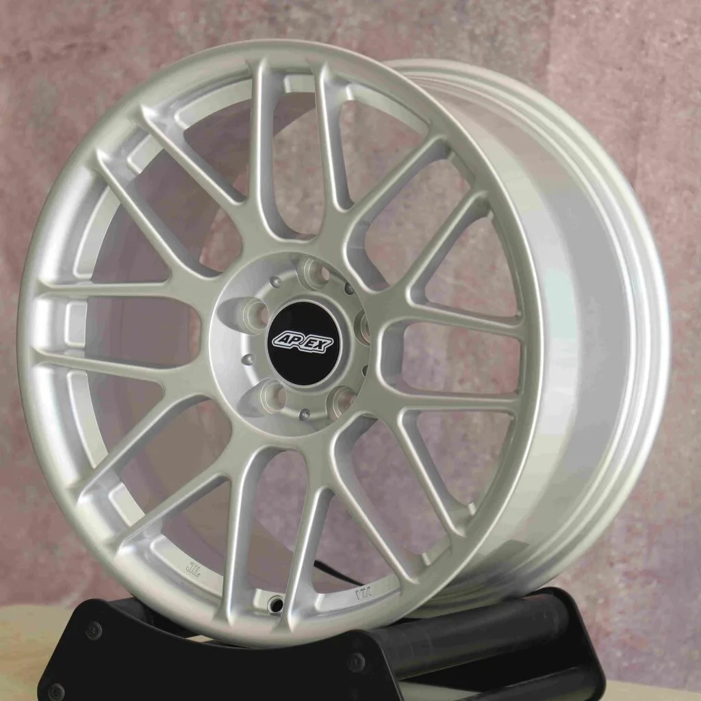5x120 wheels – Matte Silver 8 Y-Spoke (APEX ARC-8-Style), side view