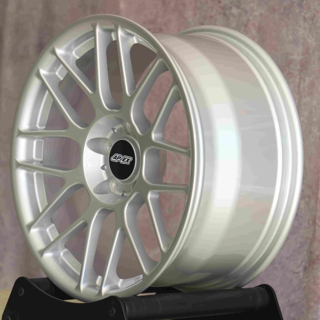 BMW M4 F82 wheels – Matte Silver 8 Y-Spoke (APEX ARC-8-Style), lip and barrel detail