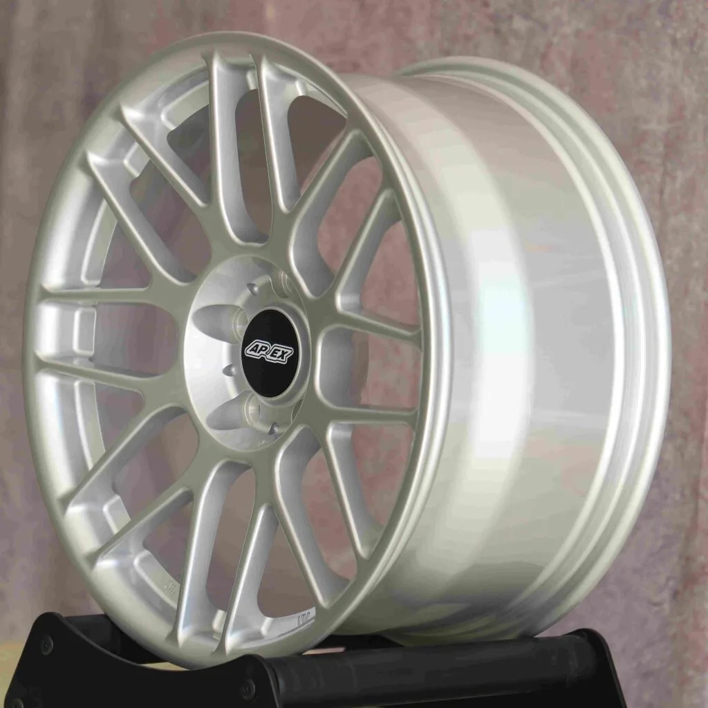 BMW M4 F82 wheels – Matte Silver 8 Y-Spoke (APEX ARC-8-Style), lip and barrel detail