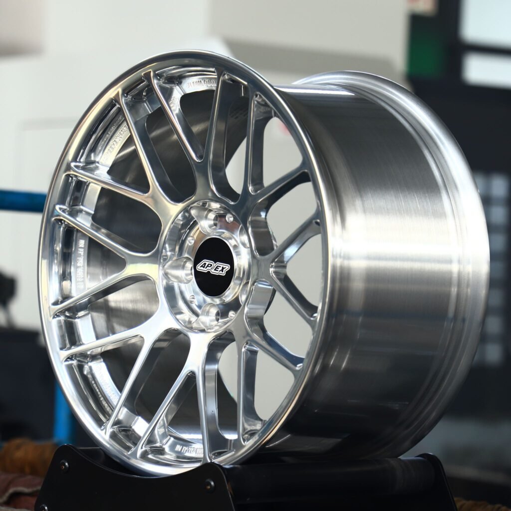 5x120 wheels – Matte Silver 8 Y-Spoke (APEX ARC-8-Style), side view