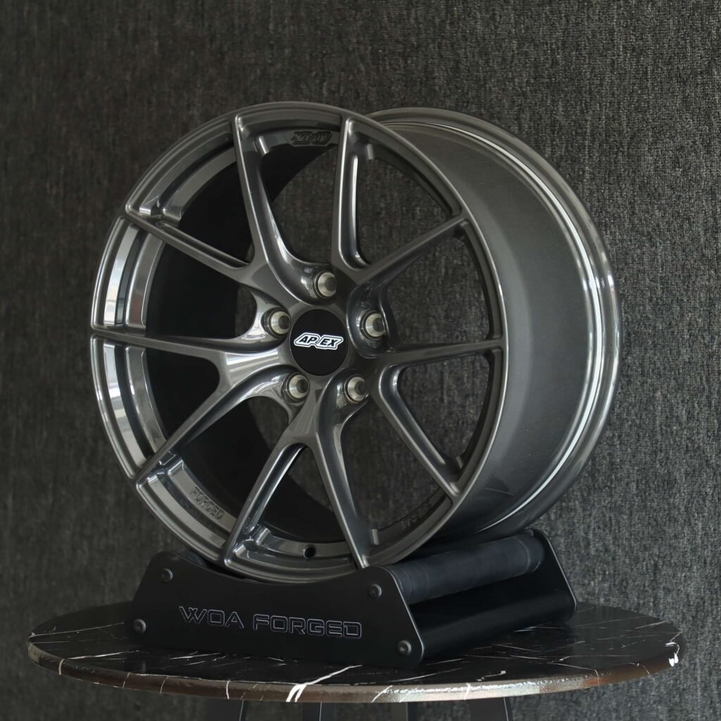 5x100 wheels – Metallic Gray 5 Y-Spoke (APEX VS-5RS-Style), side view
