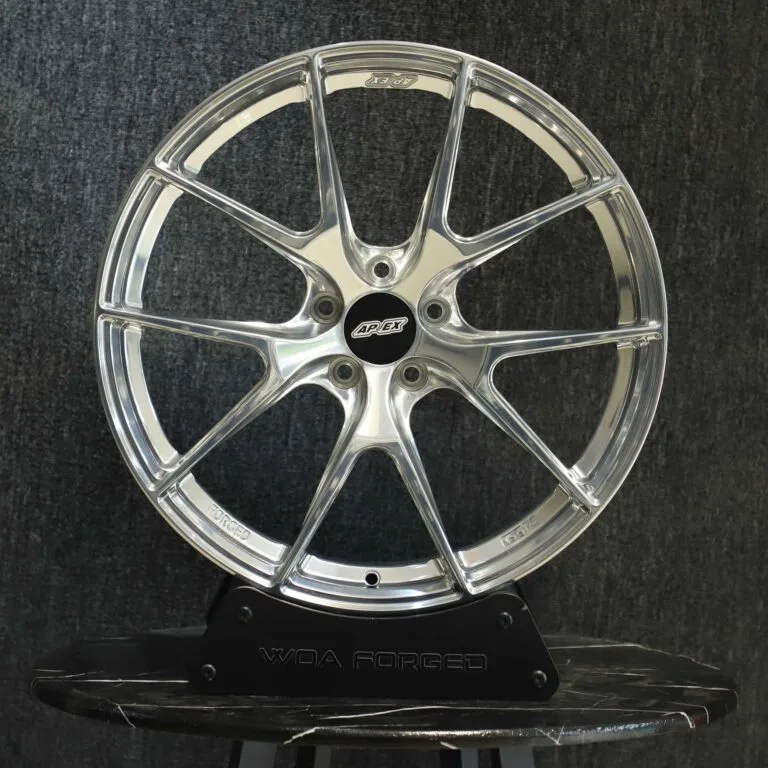 Toyota GR86 wheels – Polished Silver 5 Y-Spoke (APEX VS-5RS-Style), front view