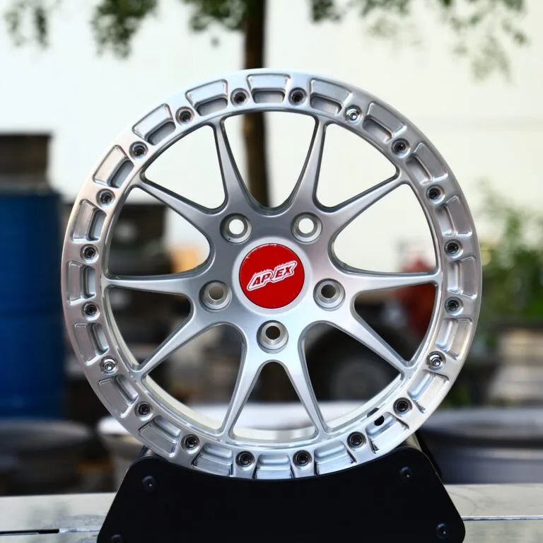 Toyota Tacoma wheels – APEX Silver Beadlock, front view