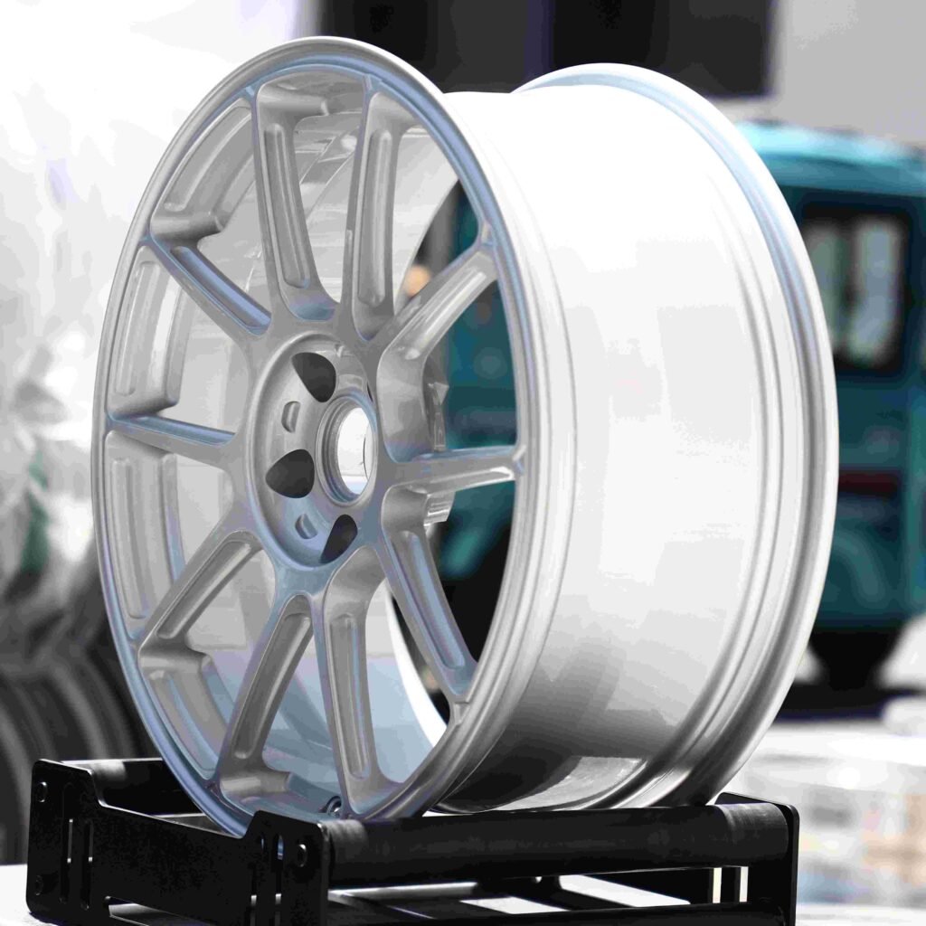 5x120 wheels – Matte Silver 10-Spoke (APEX SM-10RE-Style), side view