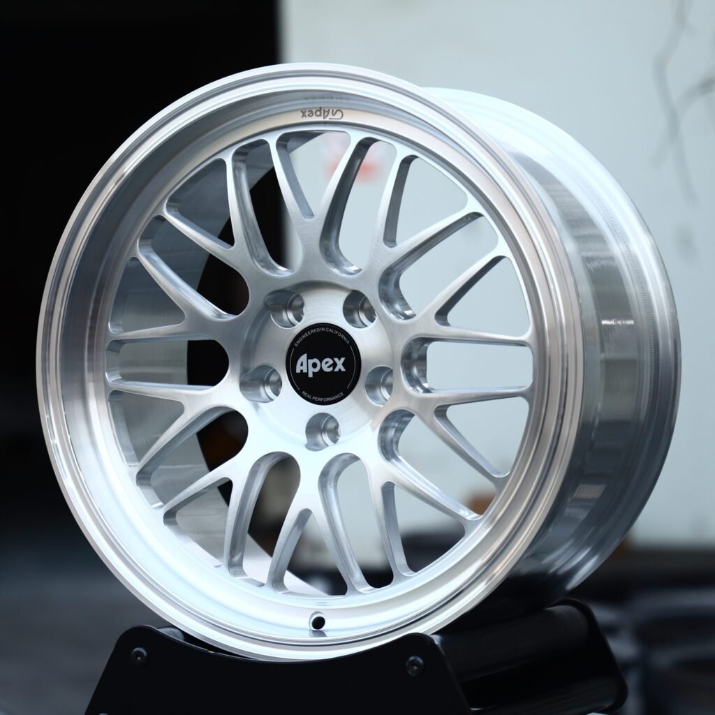 BMW M3 wheels – Brushed Silver 10 Y-Spoke Deep Dish (APEX-Style), angled view