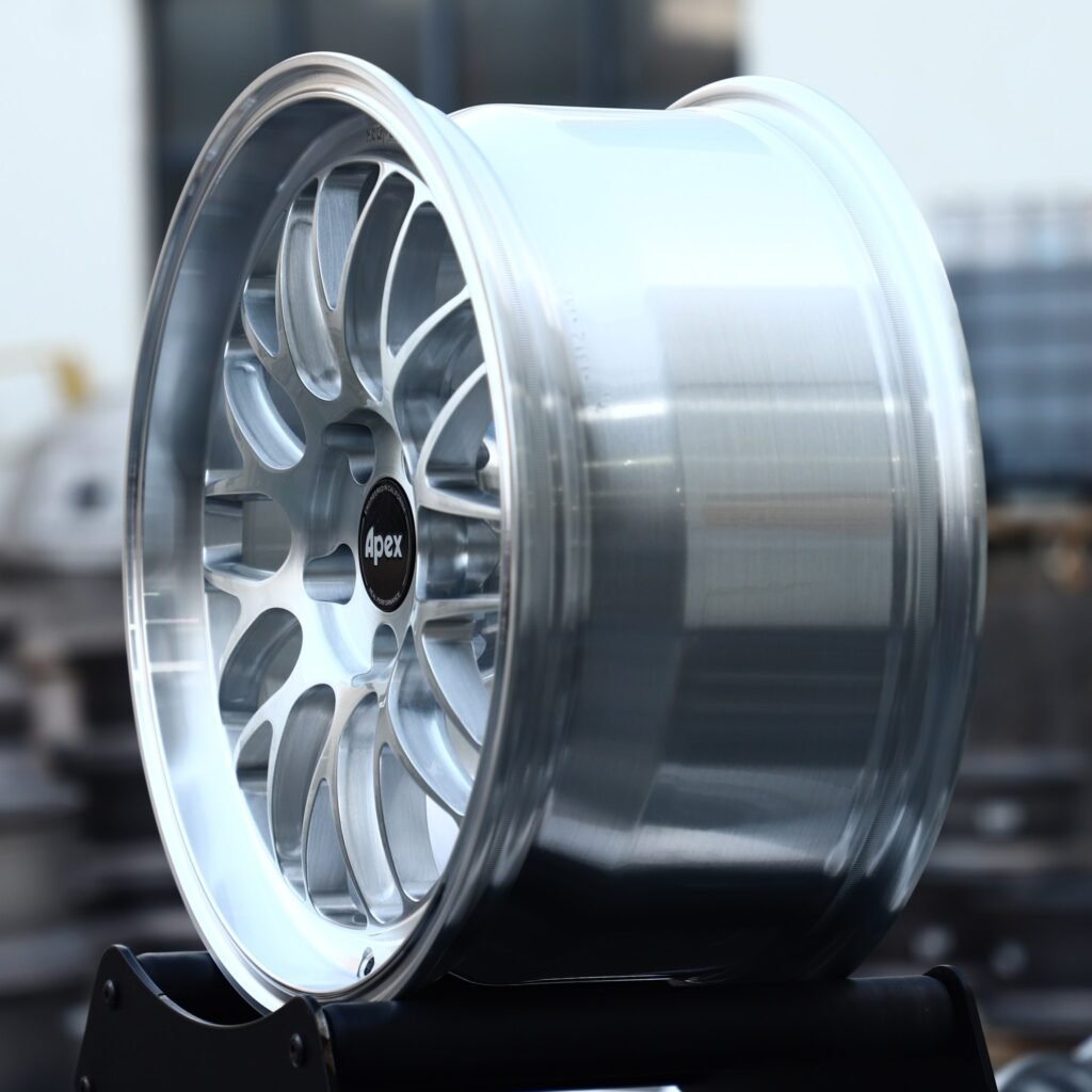 5x130 wheels – Brushed Silver 10 Y-Spoke Deep Dish (APEX-Style), side view