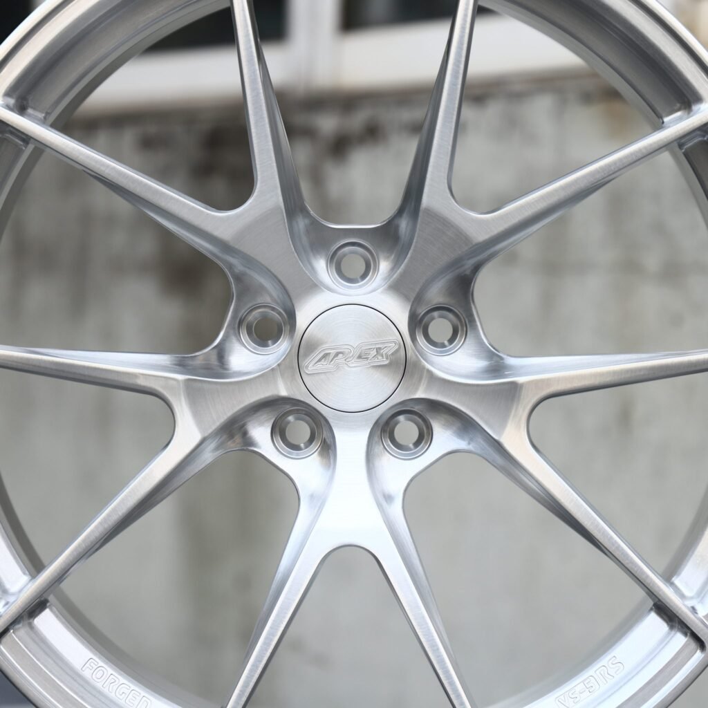 BMW M3 wheels – Brushed Silver 5 Y-Spoke (APEX-Style), angled view