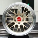 APEX-Style Gold Mesh Polished Lip Forged Wheels – Porsche 911 / M3 Fitment (5-Lug)
