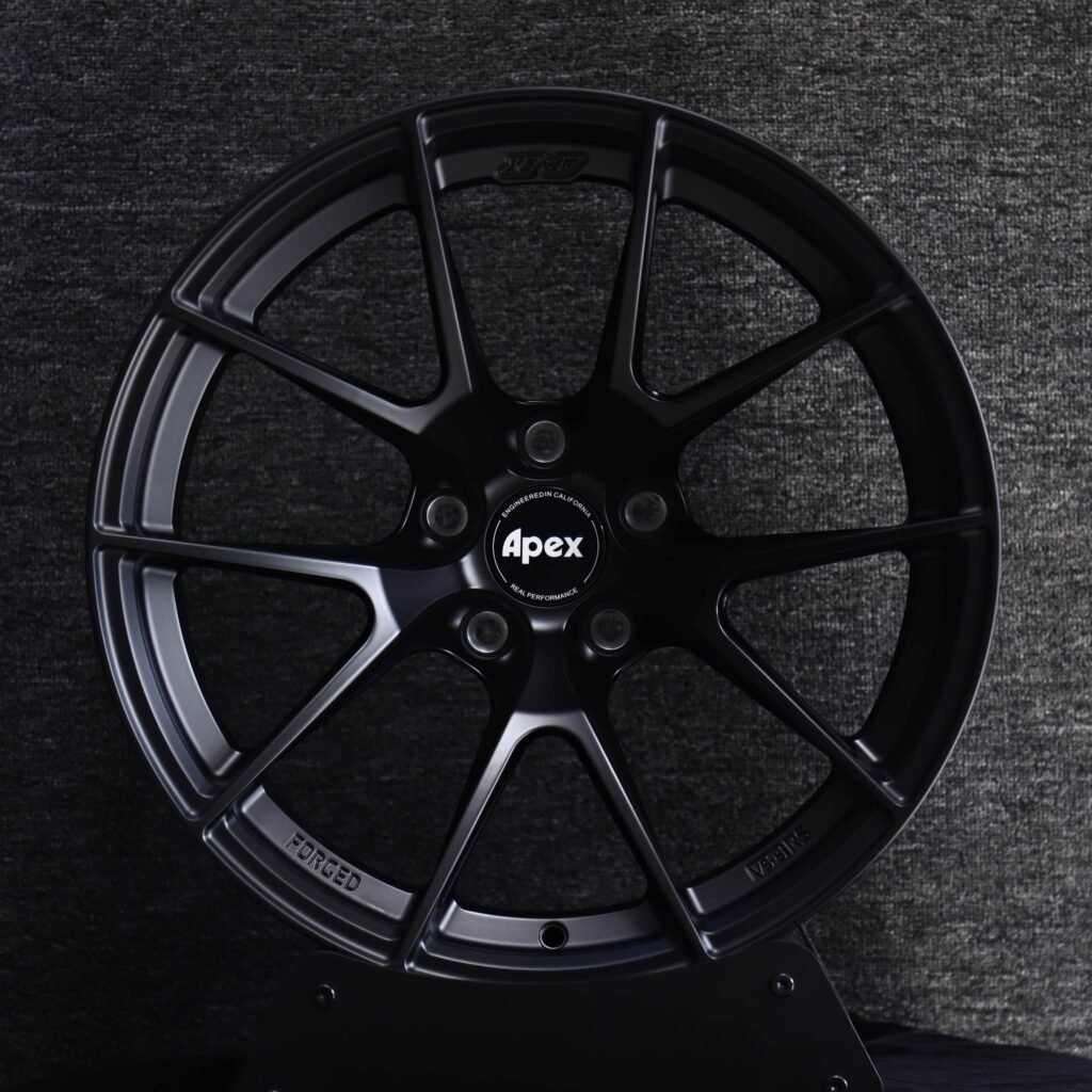 Porsche 911 wheels – Matte Black 5 Y-Spoke (APEX-Style), front view